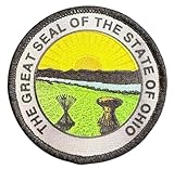 Ohio State Seal Patch Round 3' Diameter, Embroidered Iron On or Sew On Seal Patch Flag Emblem