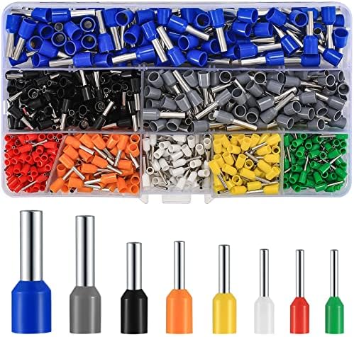 woshilaoDS Zestaw 800 sztuk tulejek kablowych, izolowanych tulejek kablowych, końcówek kablowych, zestaw do szczypiec do tulejek kablowych, 0,5-6 mm²