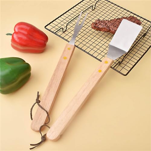 Set de herramientas para parrilla con mango de madera miniatura 6