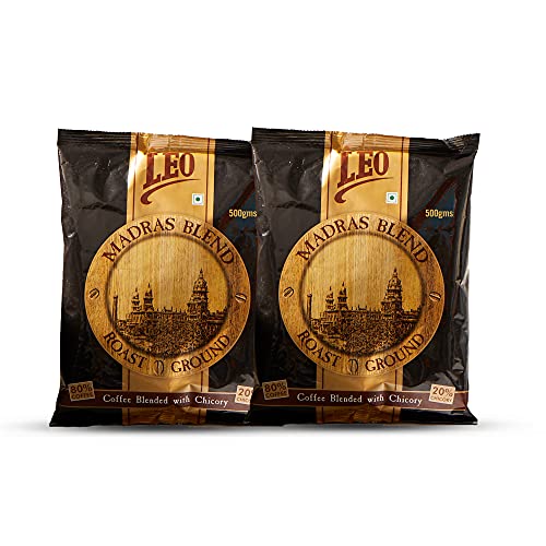 Image of Leo Coffee Madras Blend Coffee, Roast Ground filter Coffee Powder, 500g (Pack of 2), Packet