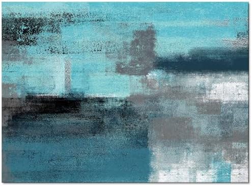 KITHOME Moderner Rutschfester Teppich, türkisgrau, abstrakte Kunstmalerei, blaugrün, rechteckig, Teppich für den Innenbereich, 70 x 150 cm (20210514huzhiyuanKTSHZF02593MDKAKTE)
