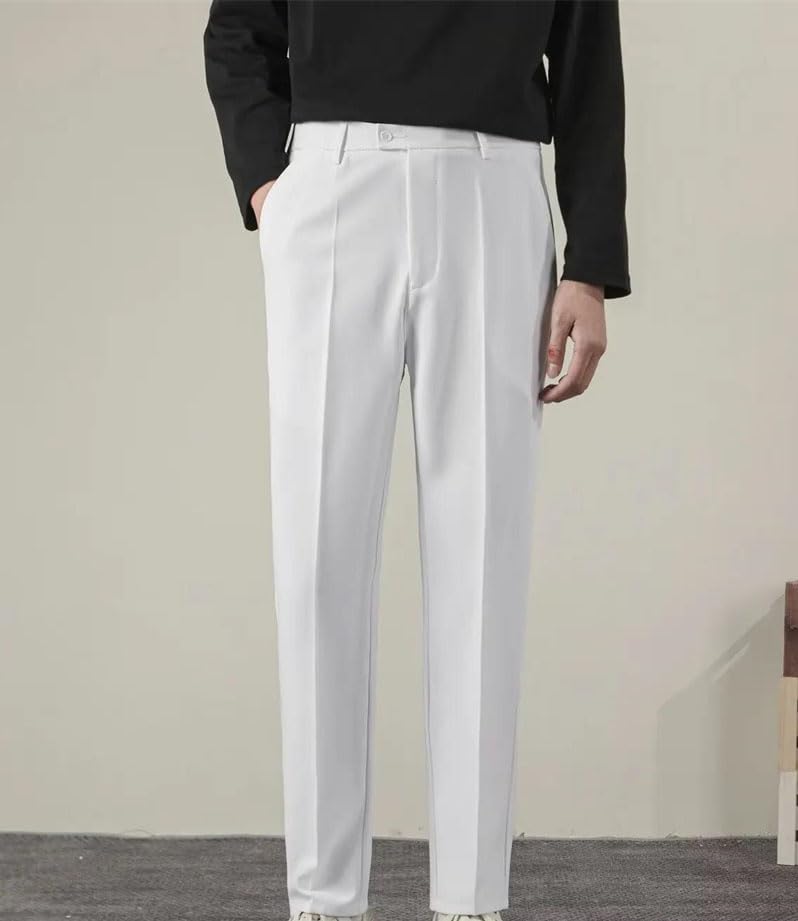 Men's Summer Solid Color Suit Pants - Business Casual Classic Slim Straight Trousers2