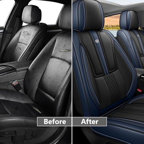 Image of Custom Car Seat Covers for Chevy Blazer 2019-2026,Easy install,Black Blue | nappa leather seat protector,full coverage seat covers,all weather seat cover,waterproof,anti-slip,easy clean,2 seat Standard