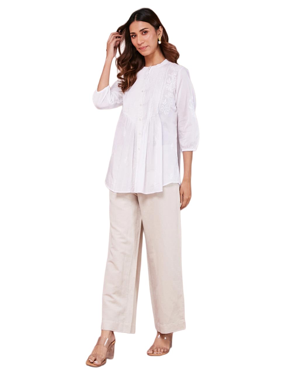 fabindia White Cotton Chikankari Tunic-picture-52