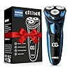CITHOT Rasoio Elettrico Barba Con 3D Testine Rotanti IPX7 Impermeabile Uomo Con Display LCD Rasatura a Secco o con Schiuma Precisione Senza Fili (Blu)