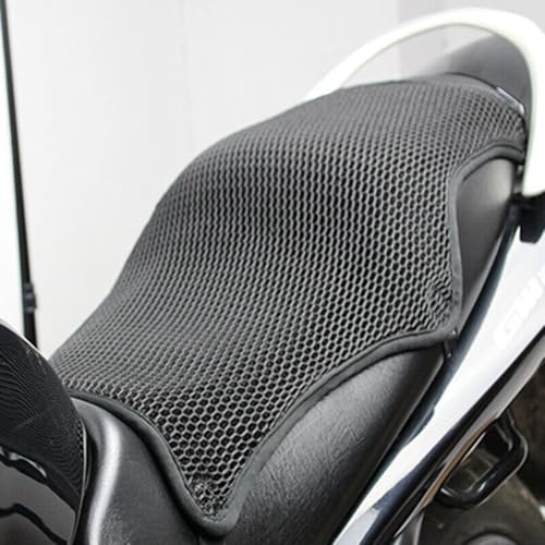 Eawfgtuw Motorrad Sitzbezug XL, 3D Mesh Atmungsaktiv Anti-Heat Pad mit Sonnenschutz, Druckverteilung und Vibrationsreduzierung für Komfort Fahren, Schwarz