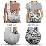 Tomkas Dog Carrier Sling - Pet Carrier for Small Dogs and Cats, Adjustable Strap, Zip Pocket, Snap Closure (Grey, M - Adjustable Strap Eu)