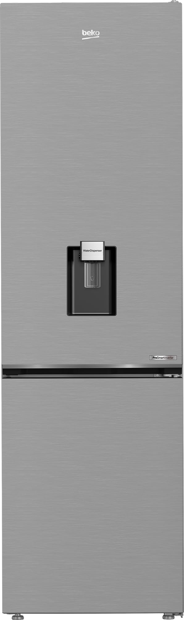 Beko B5RCNA406DHXB1 Kühl-/Gefrierkombination freistehend, 355 l Gesamtrauminhalt, 203,5 cm Höhe, No Frost & AeroFlow, Wasserspender mit Tank, ProSmart Inverter Kompressor, leise 35 dB, Edelstahl-Look