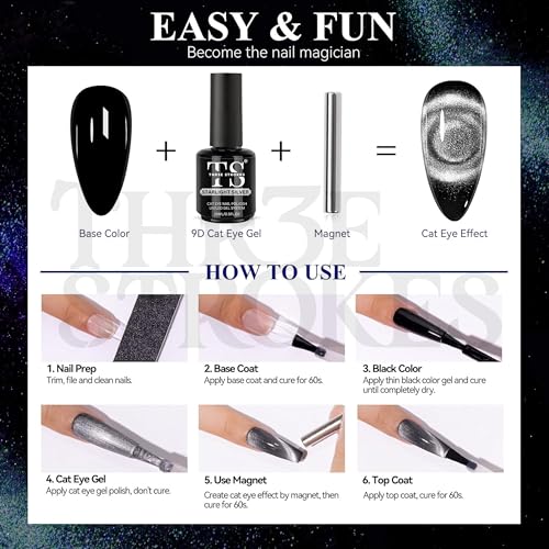 Image of THR3E STROKES Cat Eye Gel Nail Polish 15Ml Gel Polish Soak Off U V Led Nail Lamp 1 Color Silver Shimmer Velvet Finish Gel Nail Polish Nail Art Manicure Salon Diy Home (Starlight Silver)