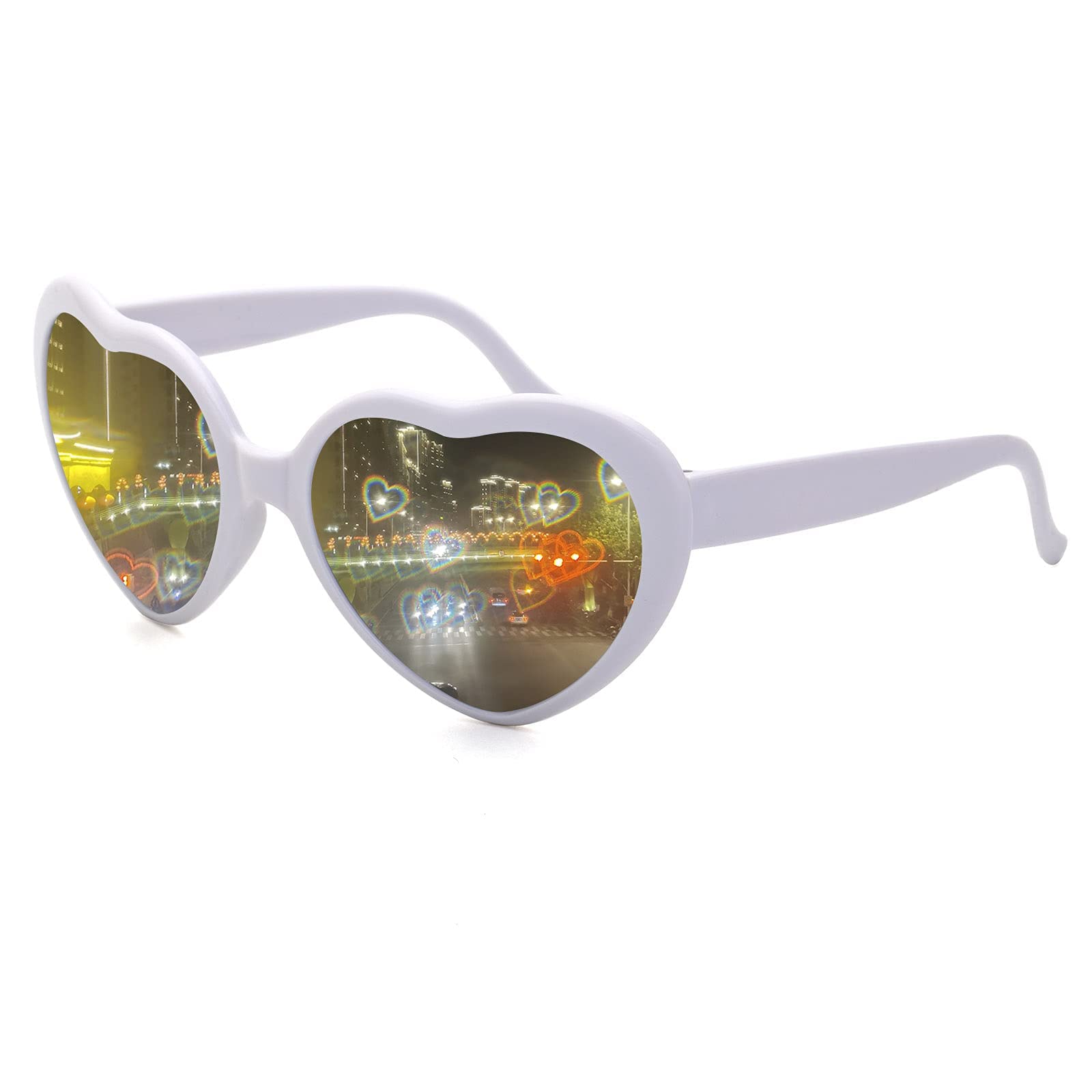 Glases Sun Peach Heart Special Effects Sunglasses Funny Light Diffraction Eyeglasses Heart Light Glasses Magnetic Glasses Clip-on Sunglasses Plastic Frame for Night Driving