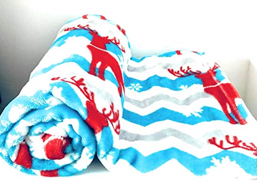 Cozydoze Manta de forro polar, diseño de árboles de Navidad, renos, búhos, copos de nieve (renos)
