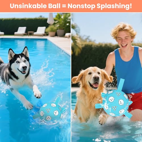 Image of 8 Inch Dog Soccer Ball with Straps, Jolly Ball for Medium Dogs | Interactive Dogs Toy for Tug of War, Water Toys, Durable Large Dog Balls for Outside Play Outdoor Training, Birthday Gift