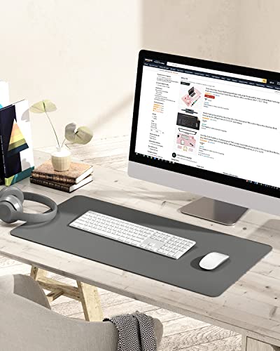 Image of YSAGi Non-Slip Leather Desk Pad, Waterproof Laptop Computer Desk Keyboard Mat, Table Protector Blotter Mat, Large Mouse Pad for Office /Work /Home /Decor(Dark Gray, 31.5 inch x 15.7 inch)