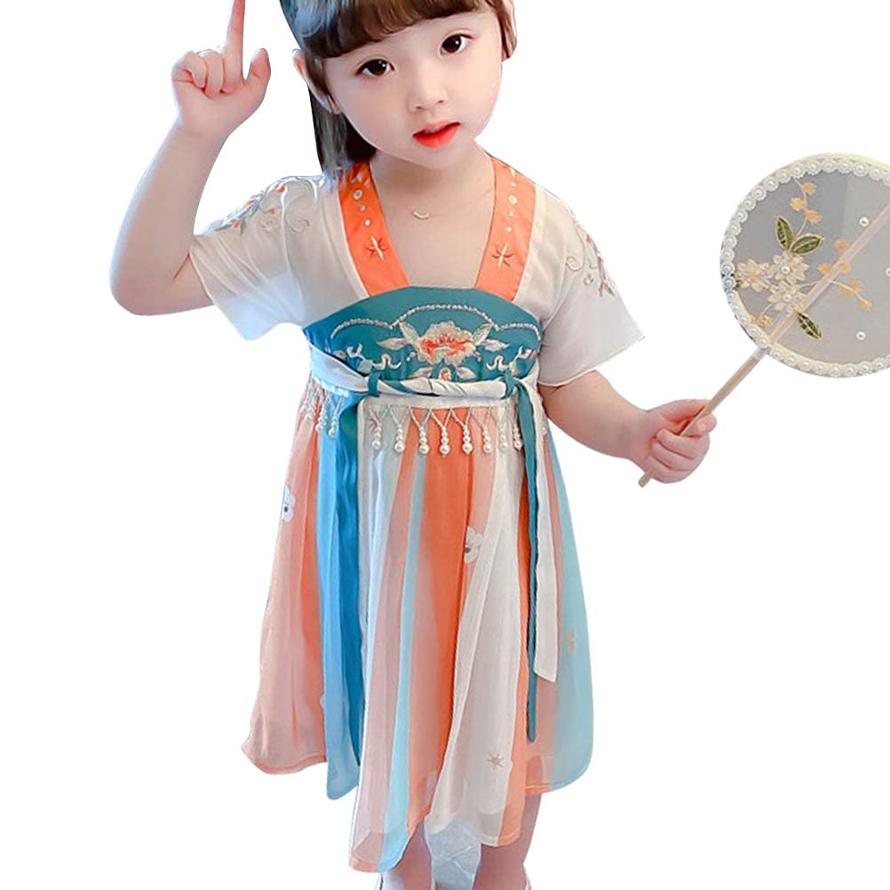 ARAUS Baby Girls Ancient Chinese Traditional Hanfu Dress Tang Suit Fancy Dress Party Dress Cosplay Costume 1-7 Years Blue