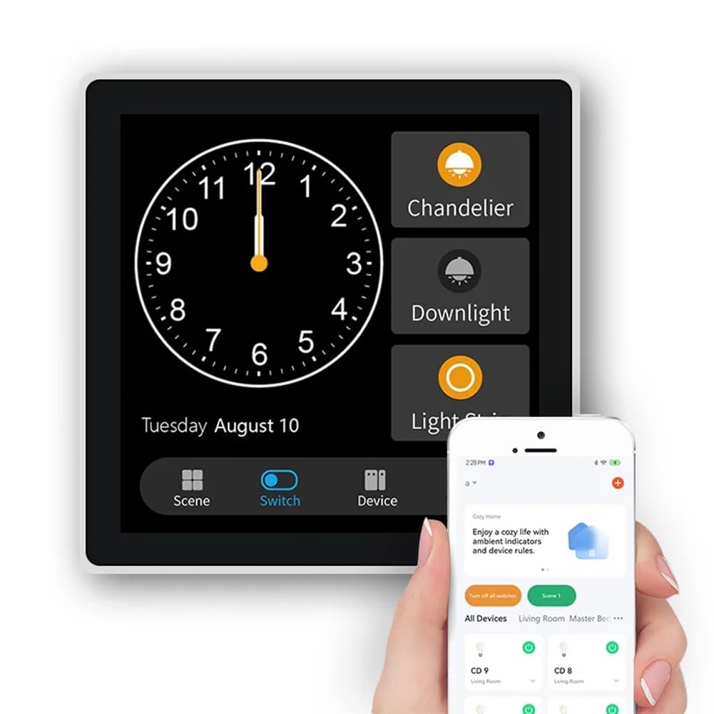Tuya T3E Panneau de Commutation à Écran Tactile Panneau de Contrôle Intelligent EU Interrupteur Mural Intelligent Zigbee pour Maison Intelligente, Blanc
