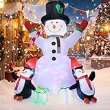 CAUTIOUS 1.8m Aufblasbarer Schneemann, Weihnachtendeko mit LED Yard Dekoration Lichtern Schneemann mit Hellen Lichtern für den Außen Innen Garten Rasen Winterdeko