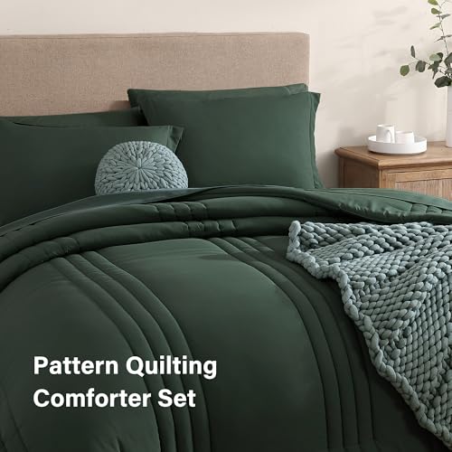 Image of Monbix Full Comforter Set - 7 Pieces Deep Forest Bed in a Bag Full Size Bedding Sets with Comforters, All Seasons Comforter with Sheets, Pillowcases & Shams