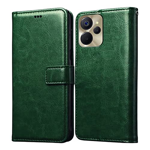 Image of Flip Cover Back Case for Realme 9i 5G | Premium Leather Finish | Inbuilt Pockets & Stand | Flip Cover Back Case for Realme 9i 5G (Green)
