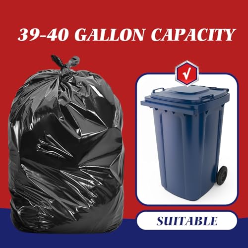 Image of Teivio Black Large Trash Bags 40-45 Gallon 200 Count | Large Multipurpose | Fit 35,39,40,42,44,45 gallon Garbage Bin Liner | Kitchen | Lawn And Leaf Bags Outdoor Yard Waste Bag | Workshops Trash
