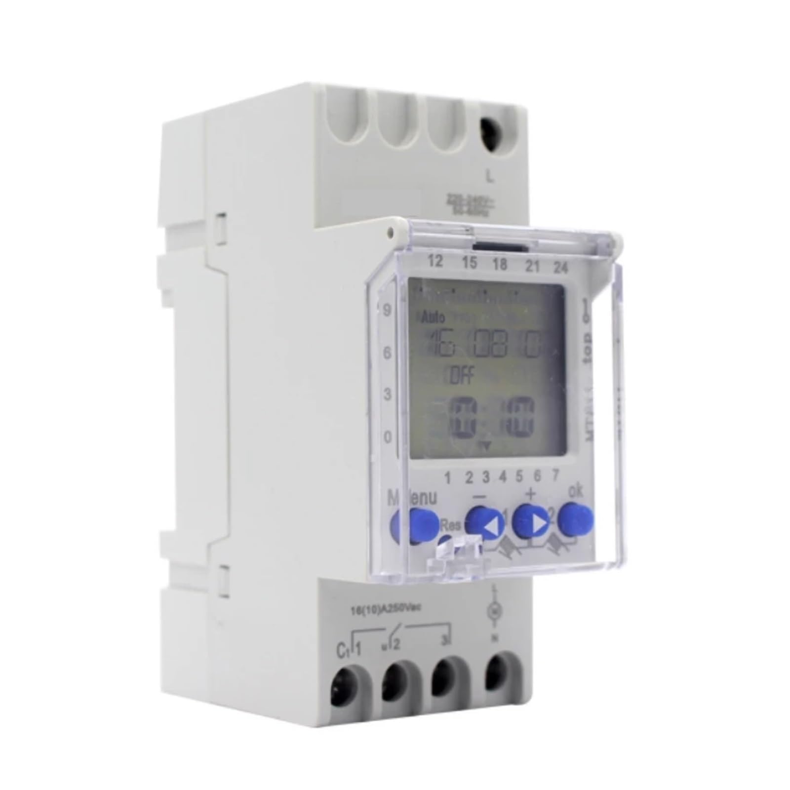 Interruttore Timer Meccanico Regolabile settimanale 24 Ore su Guida DIN LCD 240V 16A