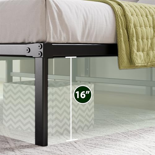 Image of ZINUS Yelena 18 Inch Metal Platform Bed Frame, Steel Slat Support, No Box Spring Needed, Eco Friendly WonderBox(TM) Packaging, Easy Assembly, Black, King