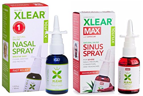XLEAR MAX Homeopathic Nasal Spray and Xylitol and Saline Nasal Spray Bundle With