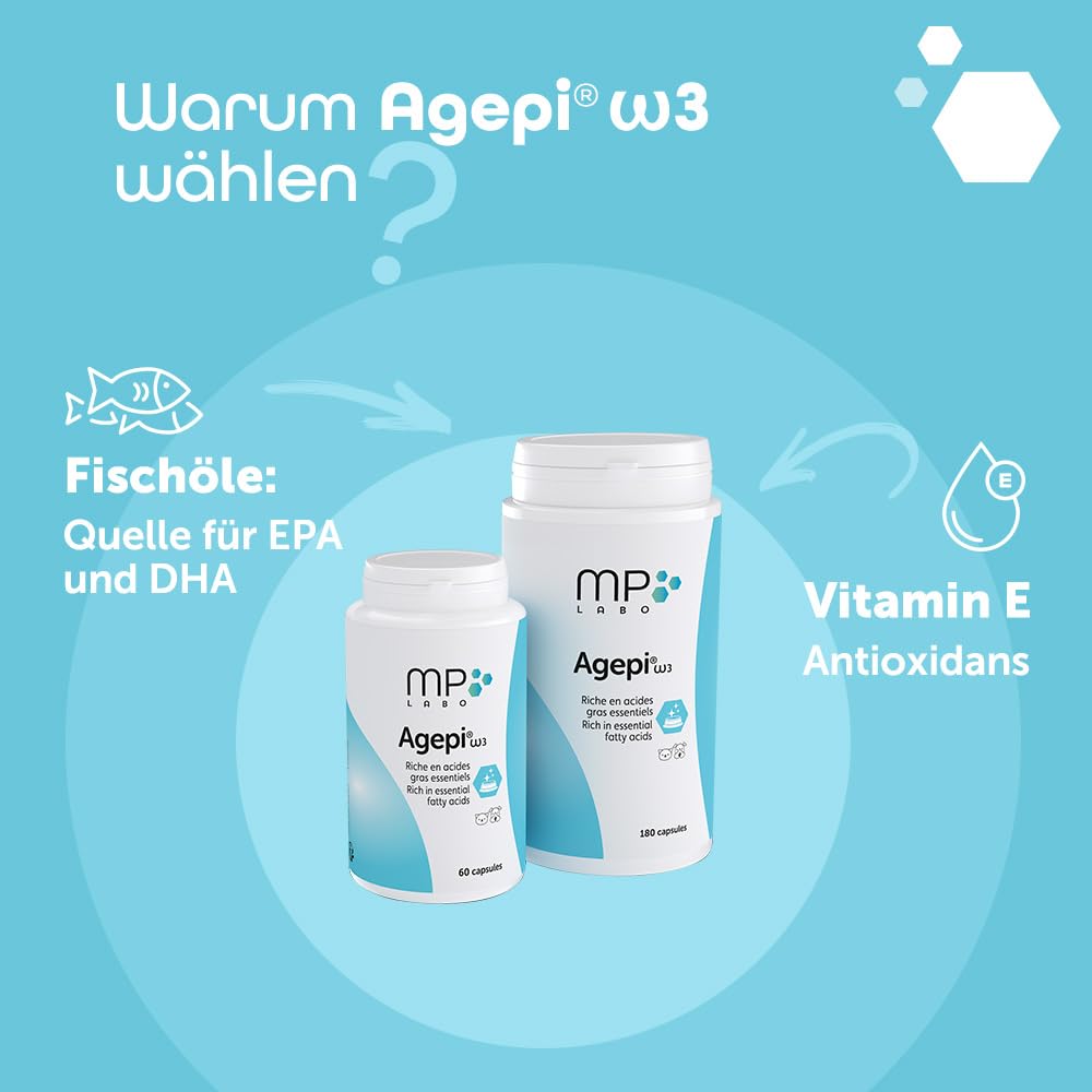 MP Labo Agepi® Omega 3 für Hunde und Katzen - Reich an Essenziellen Fettsäuren (180 Kapseln)