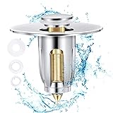MKCYHE Pop Up Drain Stopper for Bathroom Sink,Upgraded Brass Bullet Core Push,No Overflow Anti...