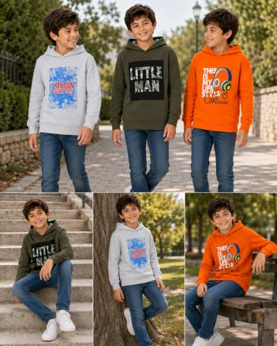 Image of T2F Boys Cotton Hooded Sweatshirt (Pack of 3)
