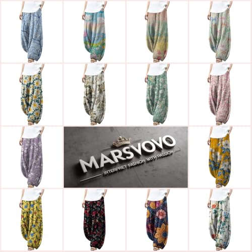 Trousers Pants for Women Wide Leg Floral Print Boho Pants Palazzo Elastic Lounge Casual Lantern Harem Pants3
