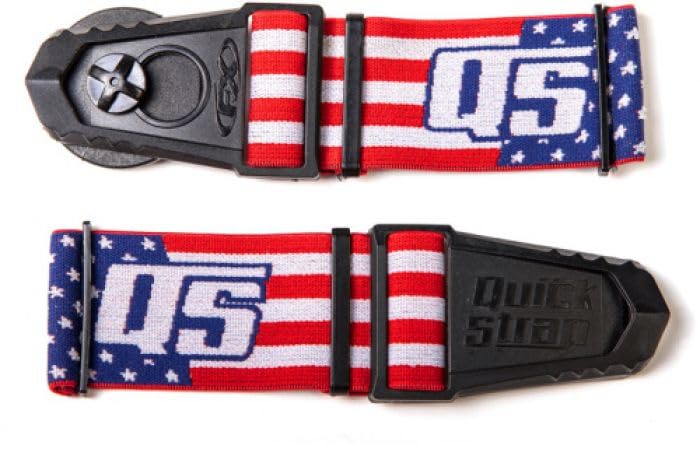 ATV Dirtbike MX Snow Goggle Quick Release Strap System Fits MOST Goggles American Flag Print Patriotic Red White Blue, MPPQS55