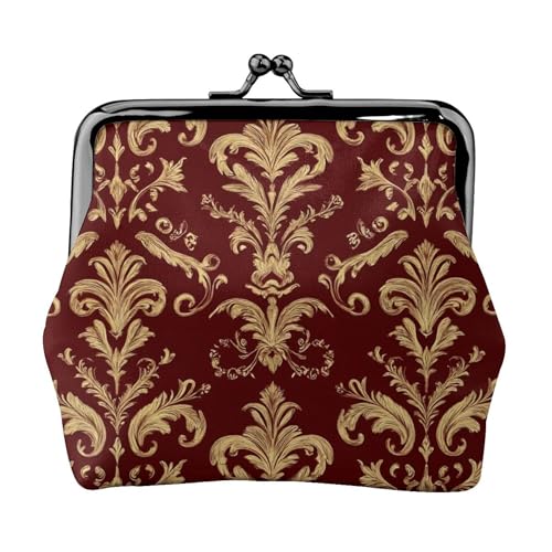 Small Wallet Flower Maroon Gold Floral Classy Burgundy Antique (1) Coin Purse For Women Change Purse