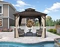 PURPLE LEAF 10’ X 10’ Outdoor Hardtop Gazebo Metal Frame Galvanized Steel Double Roof with Curtains and Nettings for Patio Desk Backyard Bronze