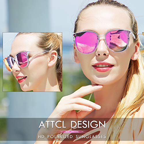 ATTCL Sonnenbrille Damen Rund Verspiegelt TR90 Material