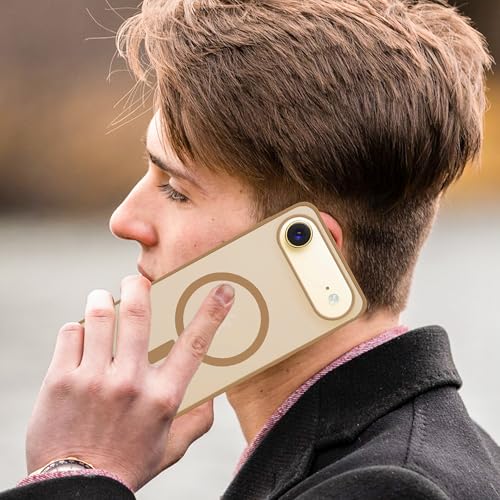 Image of amazon basics Luxury Paper Thin Case Cover for iPhone 17 Air | Matte Finish | Compatible with magsafe | (Gold, iPhone 17 Air)