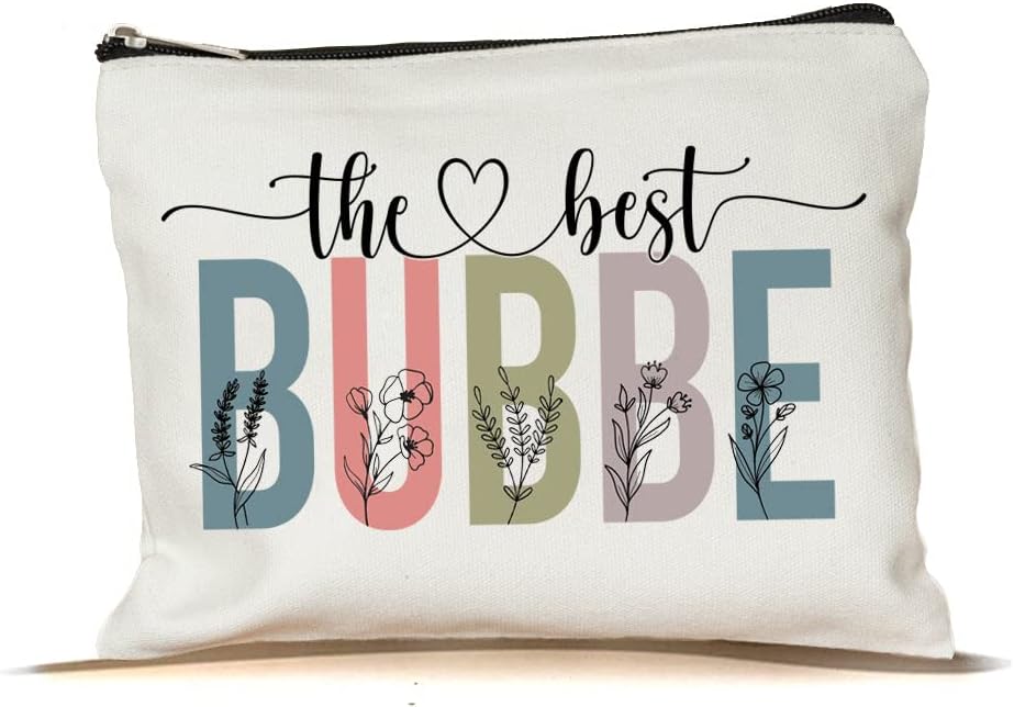 PTDShops The Best Bubbe Makeup Bag - Mothers Day Makeup Bag - Cute Bubbe Cosmetic Bag - Gift Birthday Bubbe Makeup Bag - Best Bubbe Cosmetic Bag - Gift Bubbe Zipper Makeup Bags Travel
