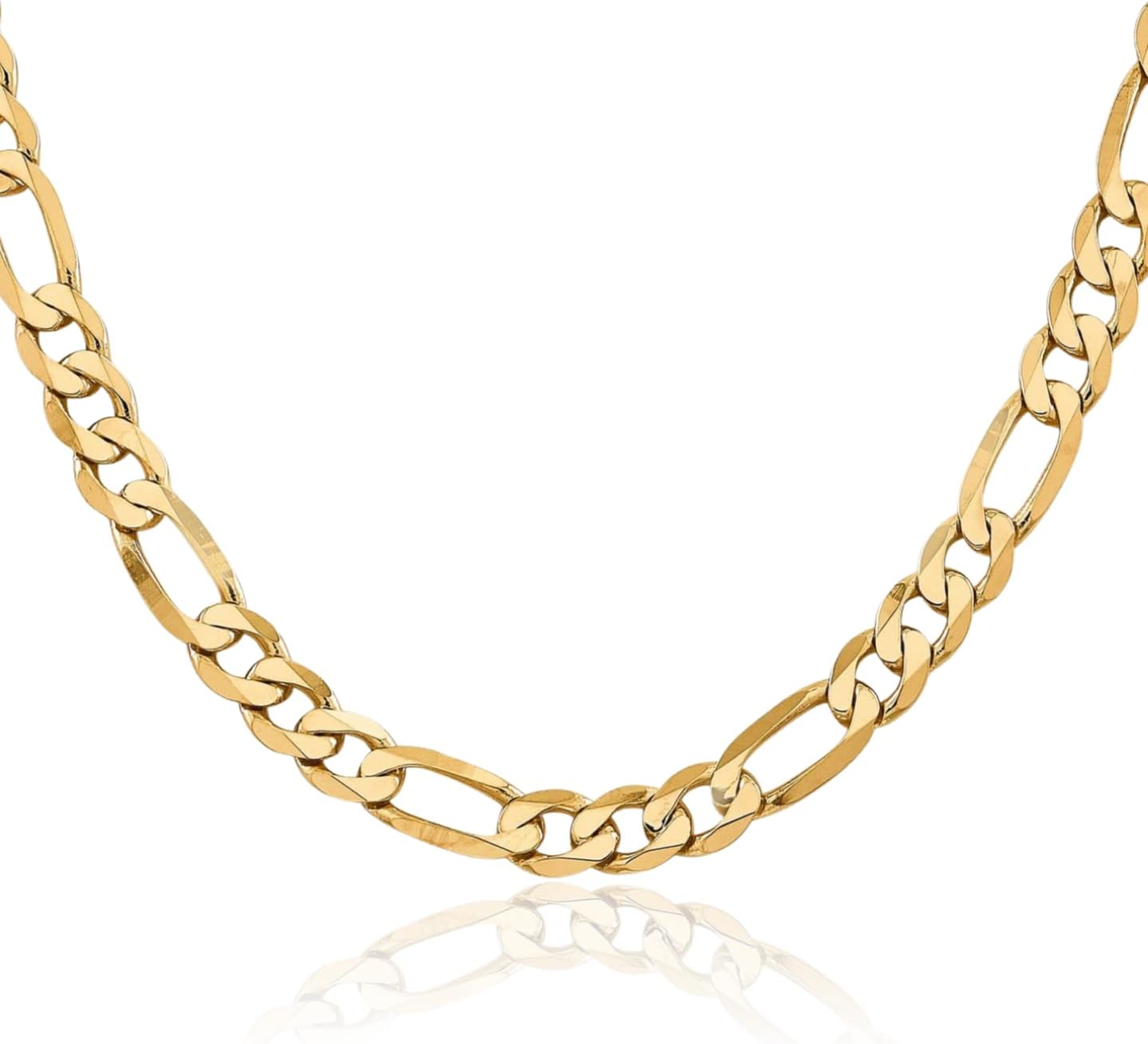 IceCarats 14K Solid Yellow Gold 7.5mm Chunky Flat Figaro Chain Necklace Polished
