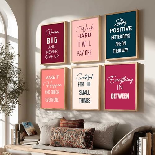 Image of kotart Inspired poster Motivational Quotes | Wall Hanging frames for Living Room | Bedroom | Office | Gift | Decoration frames for Home | Painting wall Decor Set of 6 Multicolo (10x13 inch, J)