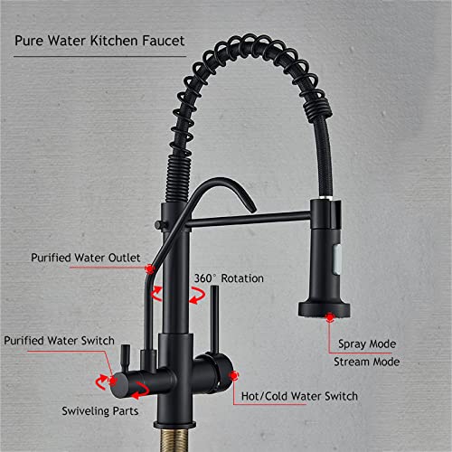 Robinet d'eau potable premium mitigeur de cuisine noir à ressort - 7