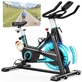 Wenoker Heimtrainer Fahrrad mit App, Ergometer Hometrainer Fahrrad mit Magnetischem Widerstand, Leises Indoor Spinning Bike mit LCD-Monitor, Tablet-Halter, Bis 160KG