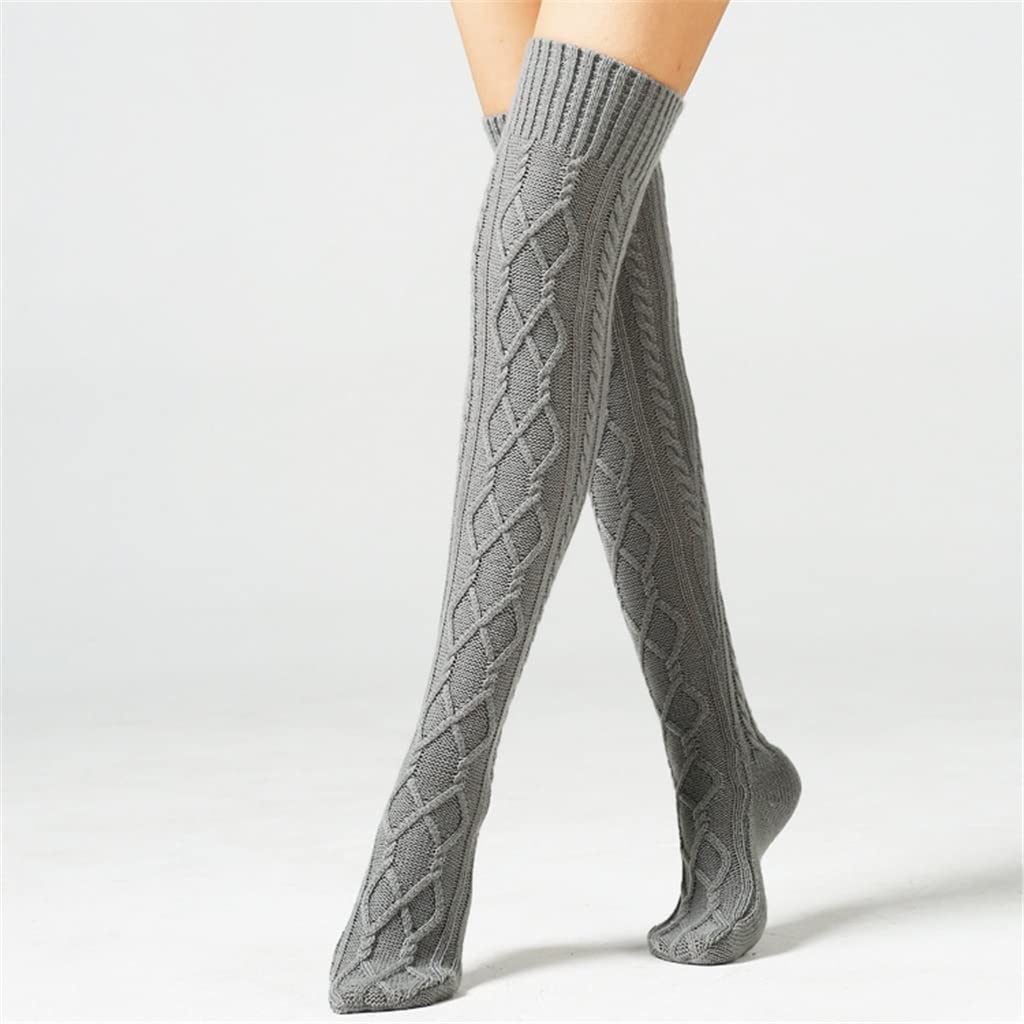 Pares Mujeres Invierno Tejido sobre La Rodilla Bota Larga Cálido Muslo Medias Altas Pantimedias Calentadores De Piernas (Color : A, Size : 75CM) (A 75CM)