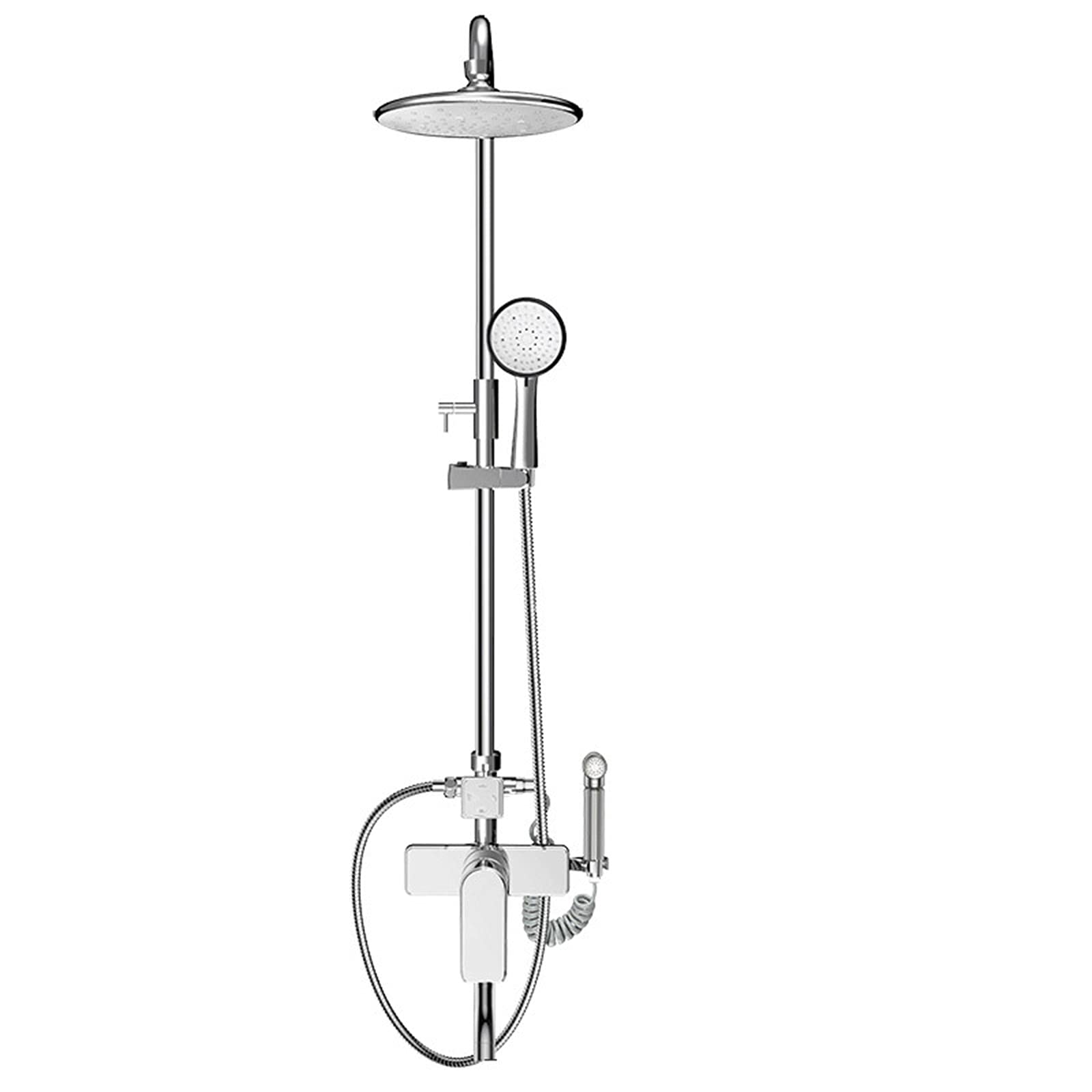 Set miscelatore per doccia da bagno, sistema doccia a pioggia regolabile con 6 funzioni doccetta e rubinetto bidet, set doccia cromato a parete