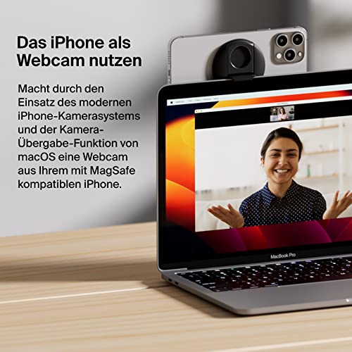 Belkin iPhone-Halter mit MagSafe für Mac-Notebooks; einfache magnetische Befestigung zur Verwendung der Kamera-Übergabe-Funktionen Videokonferenzen, FaceTime, Streaming, Inhaltserstellung, Schwarz – Bild 3