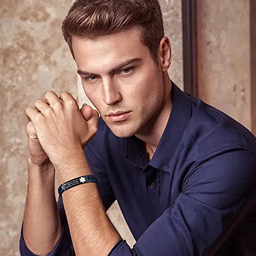 VNOX Free Custom Engraving-Unisex 2 Tone Brushed Stainless Steel Emergency Medical Alert ID Adjustable Bracelet Wristband2