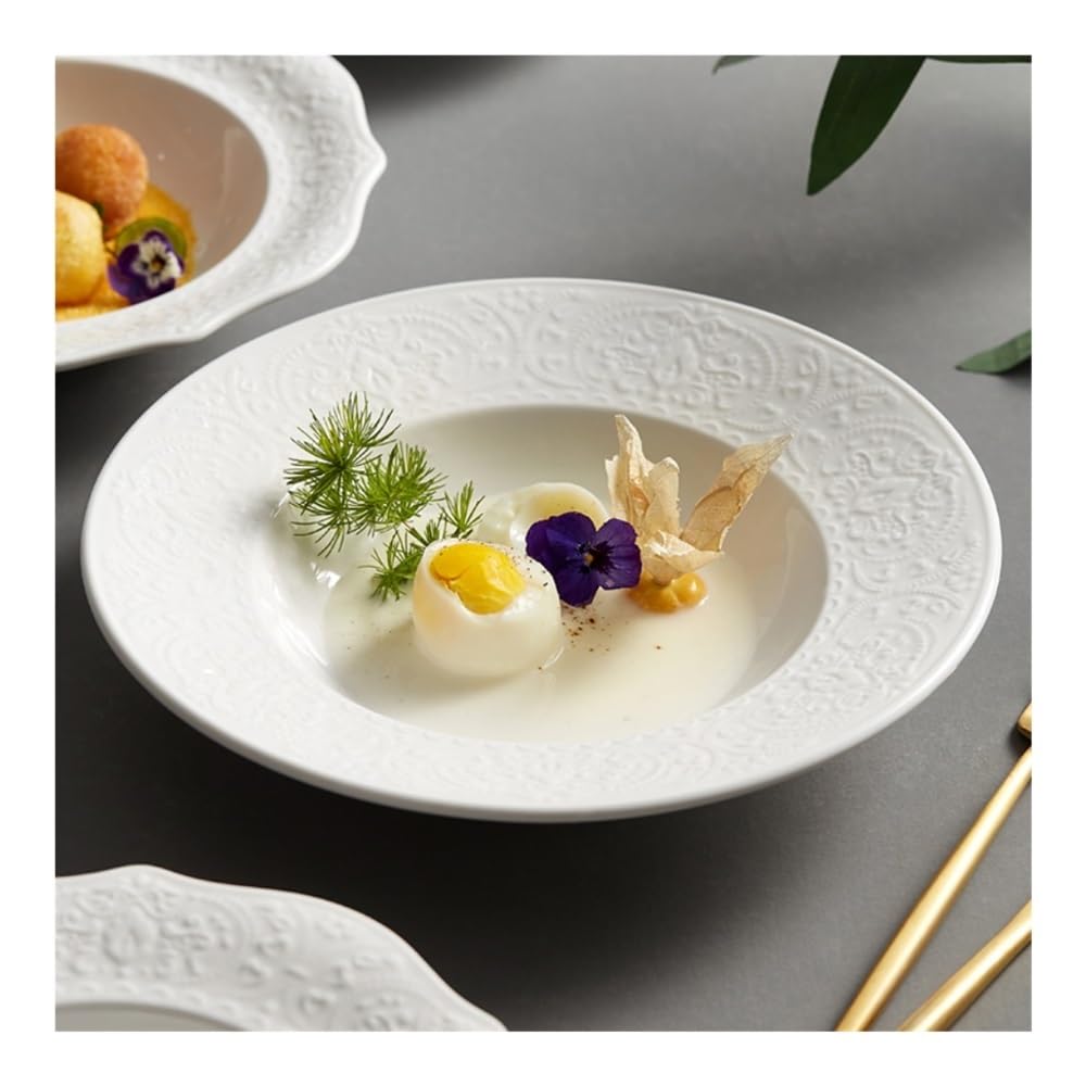 Juego de platos llanos, plato de comida occidental para sopa, aperitivos y postres, utensilios de comedor duraderos para el hogar, perfectos para comidas familiares, 9 piezas