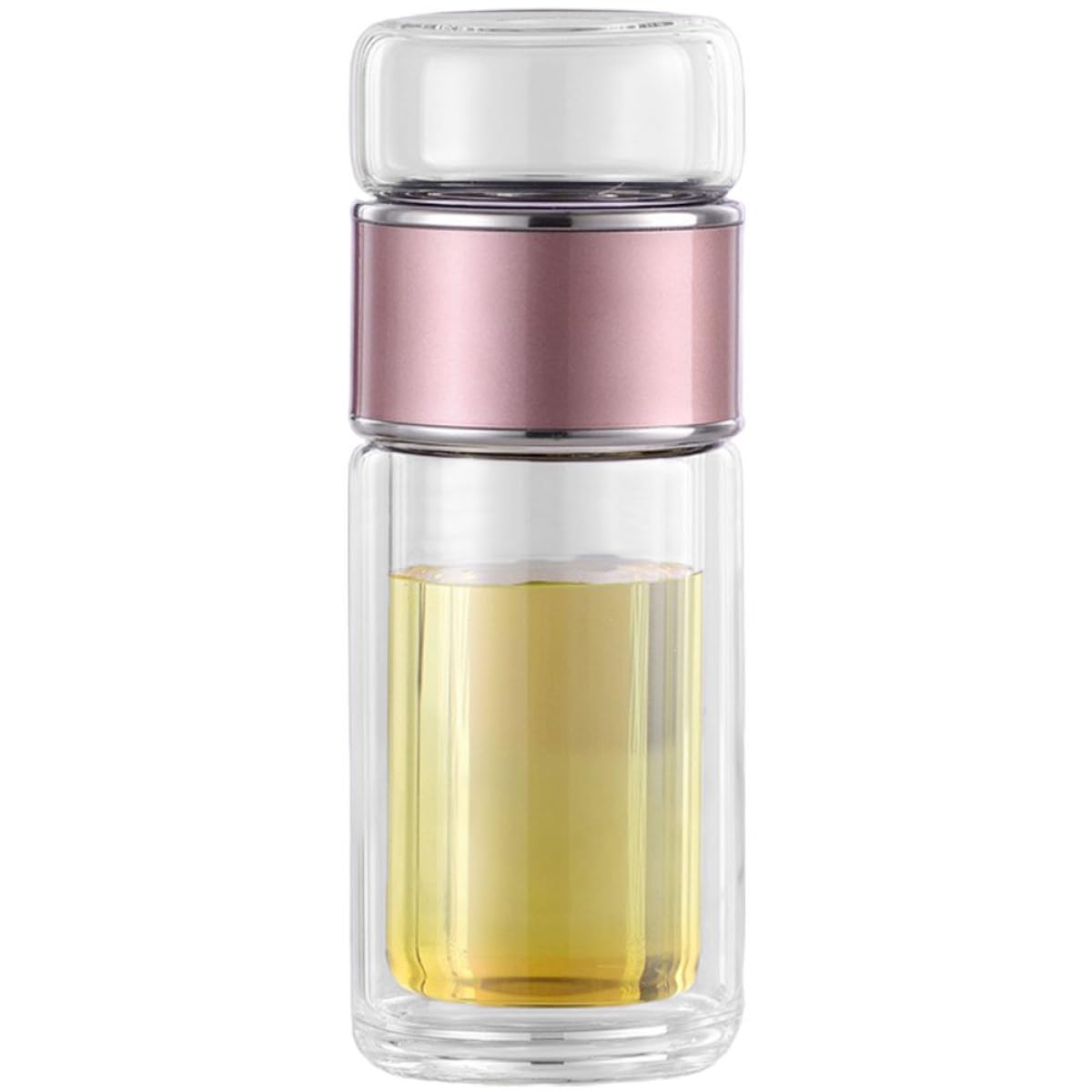Botella Infusora de Té de Vidrio 250ml Colador y Tapa Hermética, Diseño Compacto Prueba de Fugas Adecuado para Viajes y Bolso