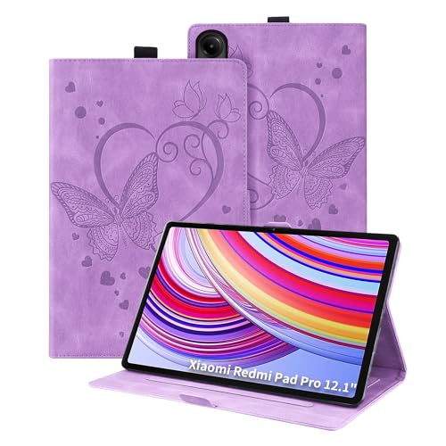 Auslbin Funda para Xiaomi Redmi Pad Pro 12.1' 2024, Tab Fundas Cuero PU con Relieve de Mariposa con...