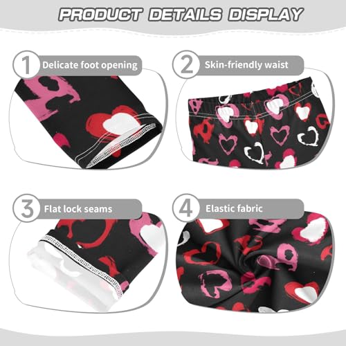 ALAZA Girls' Leggings Children's Yoga Pants Skinny Printed Dance Red Heart-Shaped Comfortable 4T2