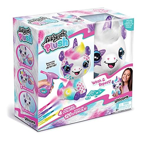 Canal Toys Airbrush Plush Large Purple Unicorn! Decorate, wash, Repeat! Customize Your own Spray Art Plush with Markers, 100+ Stencils. Ages 6+ Cover