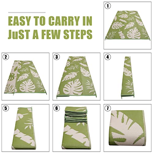 Ileading Reversible Plastic Outdoor Rug Tropics Palm Leaves Straw Mat, Waterproof Patios Carpet 6X9Ft Non Shedding Portable Decor Area Rugs For Deck Rv Picnic Beach Backyard (6' X 9'Green) #TOP7